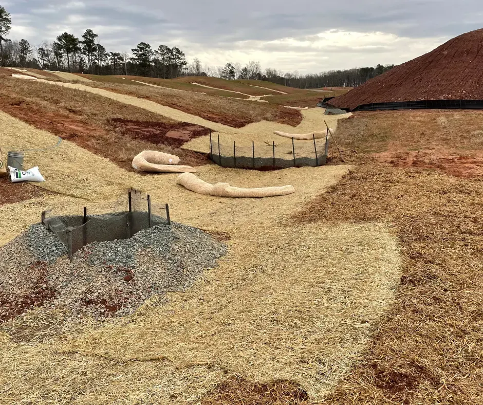 Double net matting on a slope