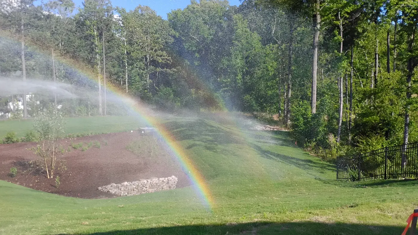 Finished bioretention basin with mulch beds and landscaping