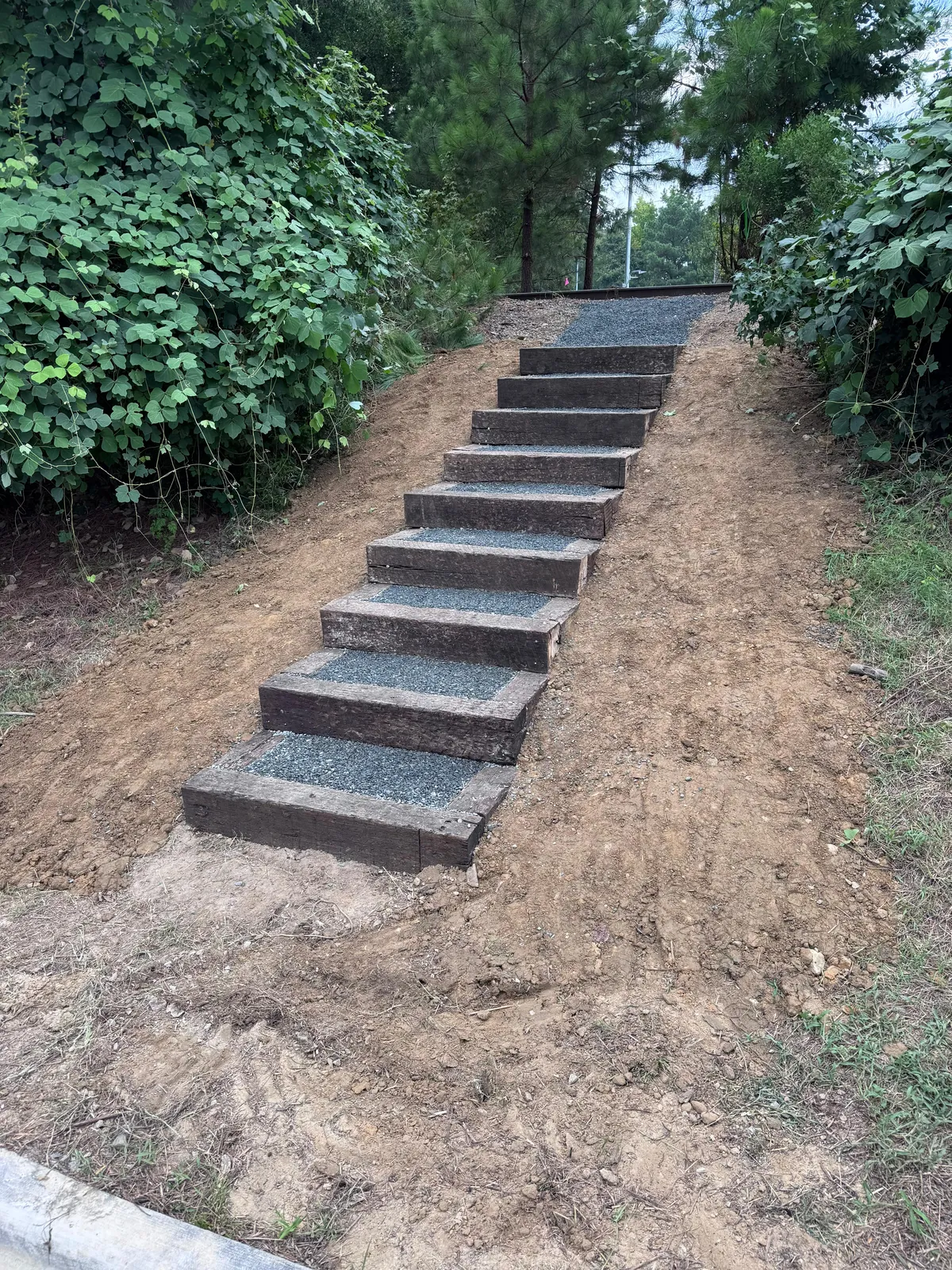 Finished timber staircase to the community park at Midtown Rows