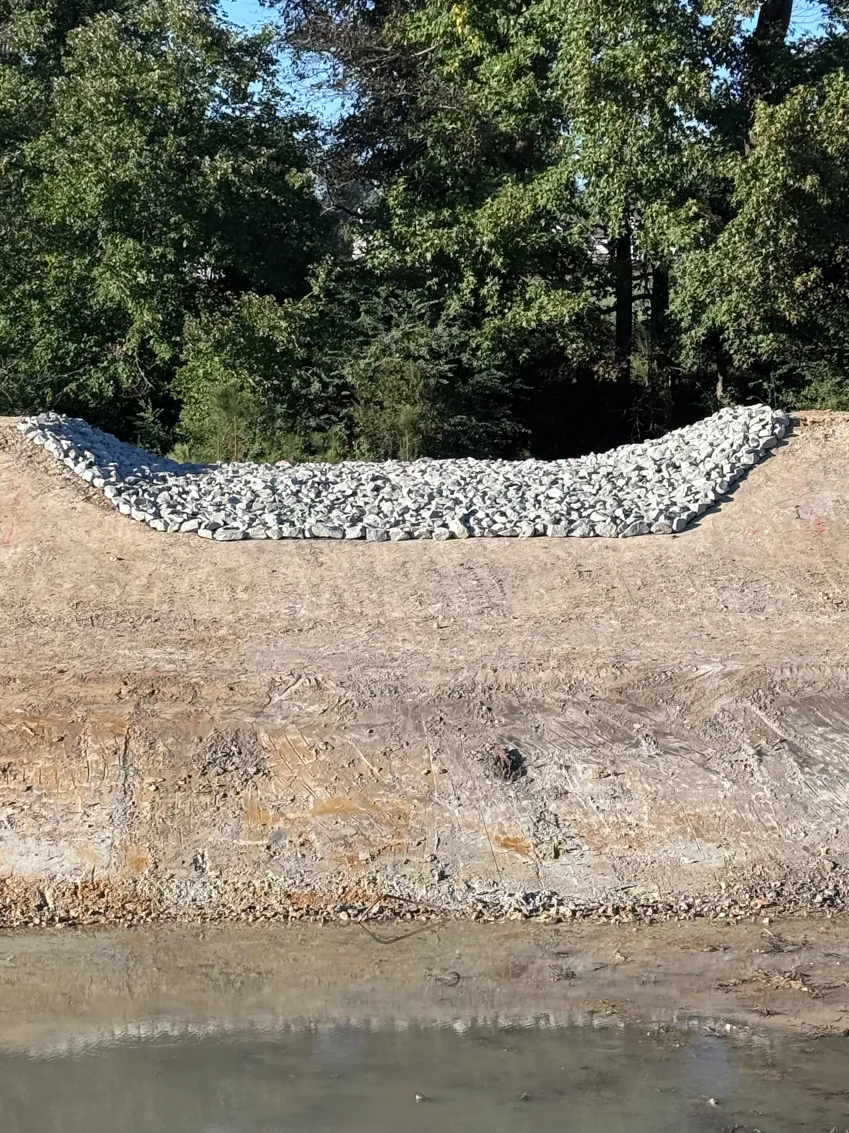 Rip-rap edge detail at Nathans Ridge Pond 2