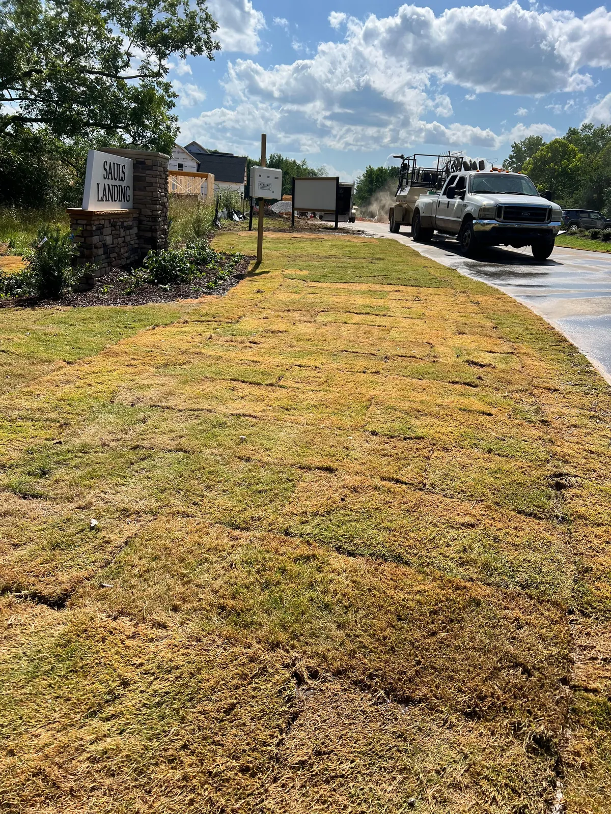 Freshly mulched planting beds at Sauls Landing